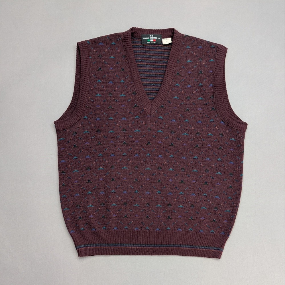 Italian Sweater Co Knit Sweater Vest Made In Italy Wool Blend Medium